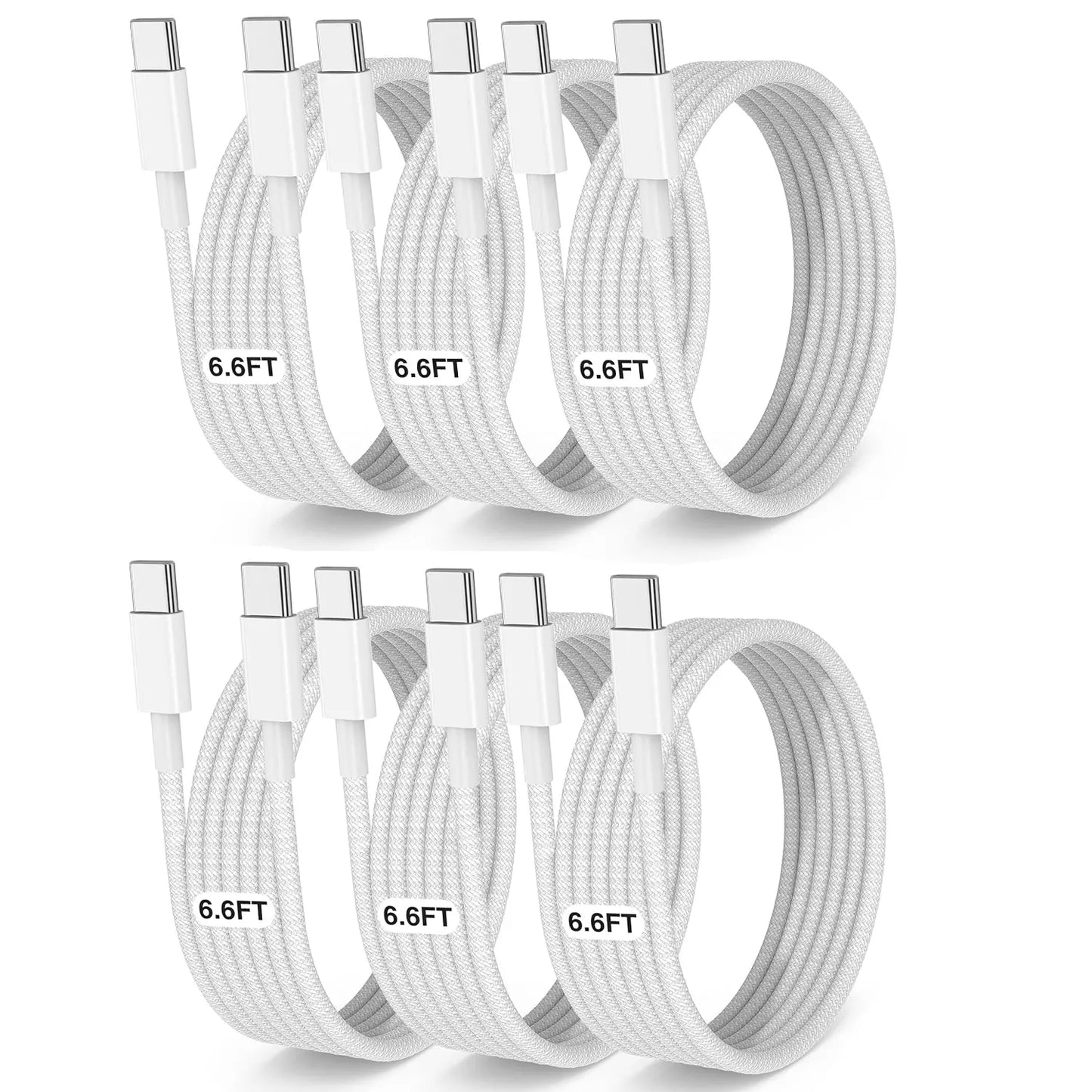 USB-C to USB-C Charging Cable, 60W, 6.6 Ft Nylon Braided Fast Charger for iPhone 17, MacBook Pro, iPad Pro/Air, Samsung Galaxy S24/S24 Ultra/S23