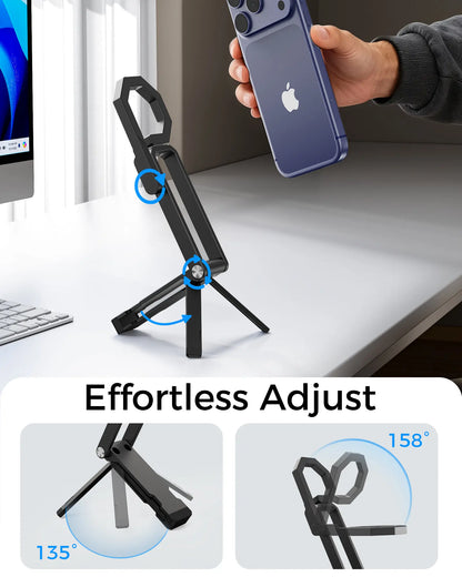 LULULOOK Magnetic Phone Tripod Stand for iPhone and Pixel 10 - Portable and Strong Magnetic Holder for MagSafe - Compatible with iPhone 13/14/15/16/17 Pro Max & Air - Universal Compatibility, Stable, and Versatile Design