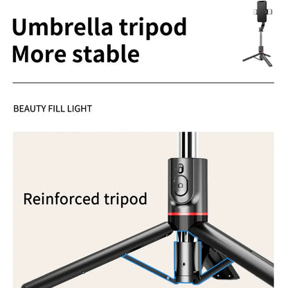 Professional Phone Selfie Stick Tripod with 360° Rotation, Bluetooth Remote, Adjustable Stand, and Optional Dual Fill Lights - Ideal for Travel and Vlogging