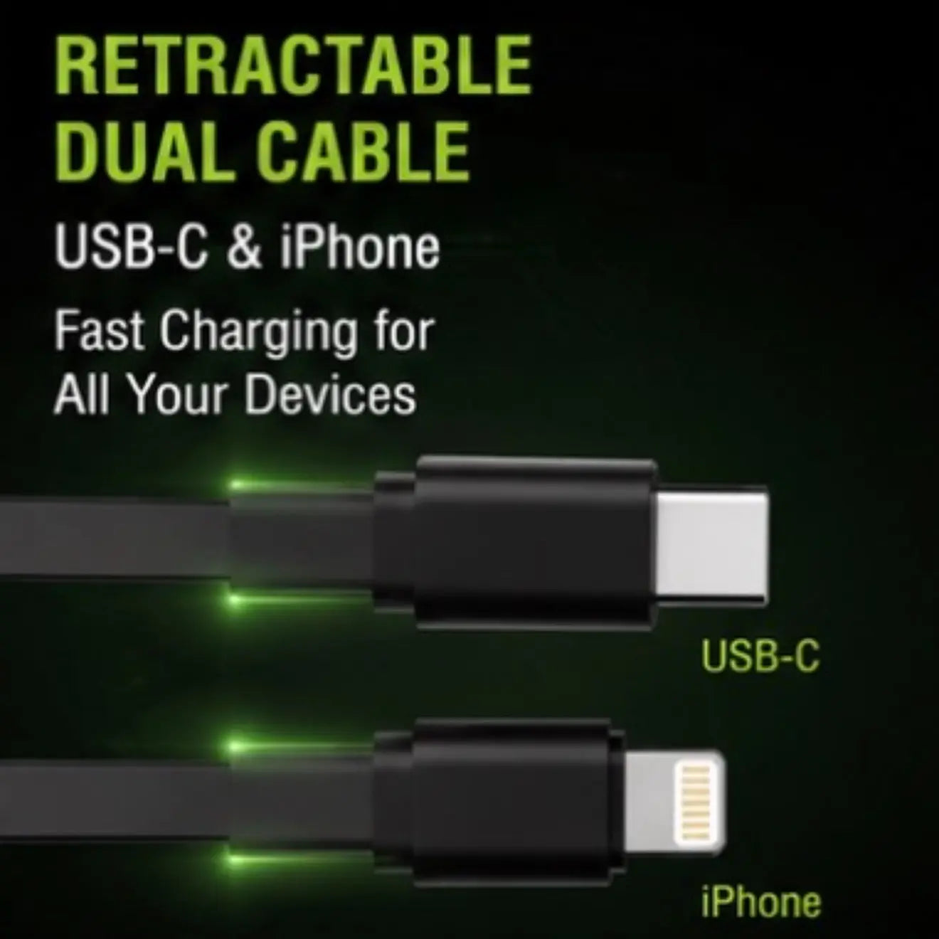 66W Retractable Gan Charger | Dual Fast Charging for USB-C and iPhone