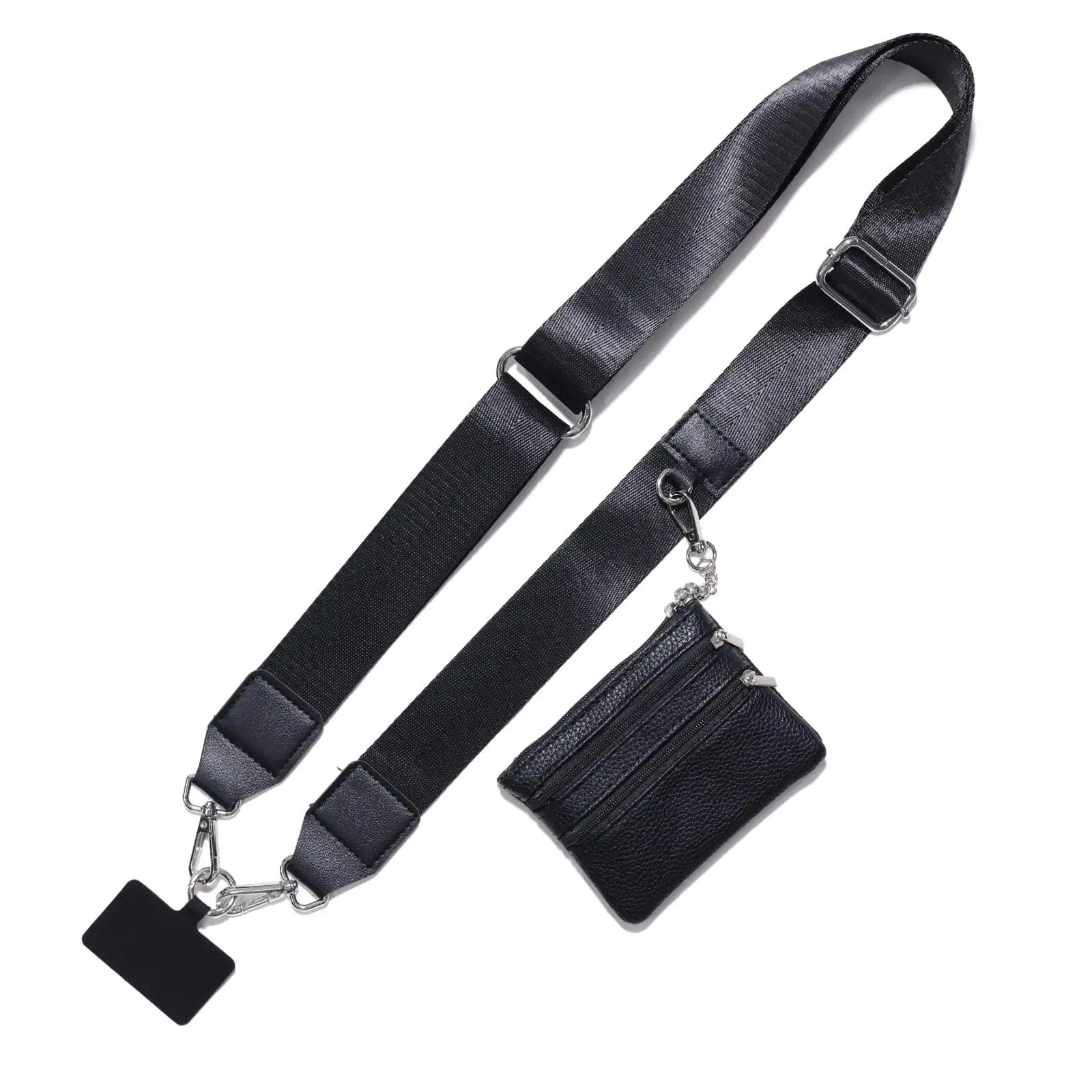 Adjustable Crossbody Phone Holder with Zip Pouch - Clip-On Hands-Free Lanyard Wallet Strap for Travel, Running, and Shopping for Men and Women