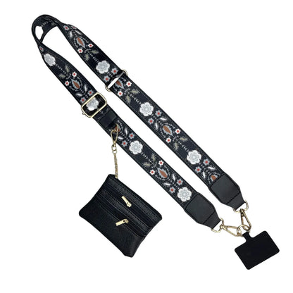 Adjustable Crossbody Phone Holder with Zip Pouch - Clip-On Hands-Free Lanyard Wallet Strap for Travel, Running, and Shopping for Men and Women