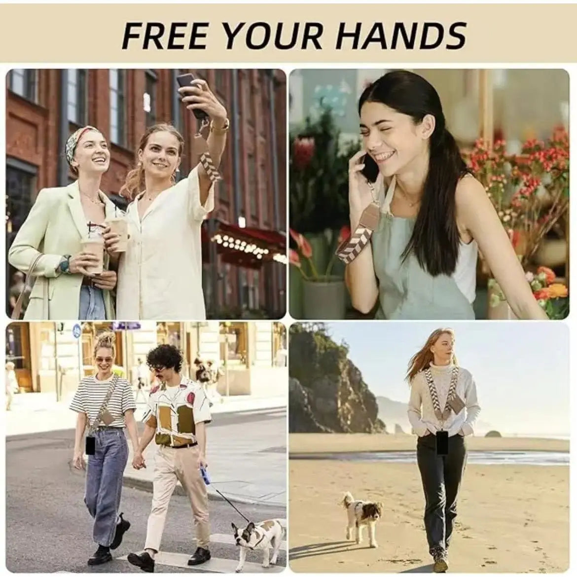 Adjustable Crossbody Cell Phone Holder with Zippered Pouch - Versatile Clip and Go Strap for Hands-Free Use, Ideal for Travel, Running, and Shopping