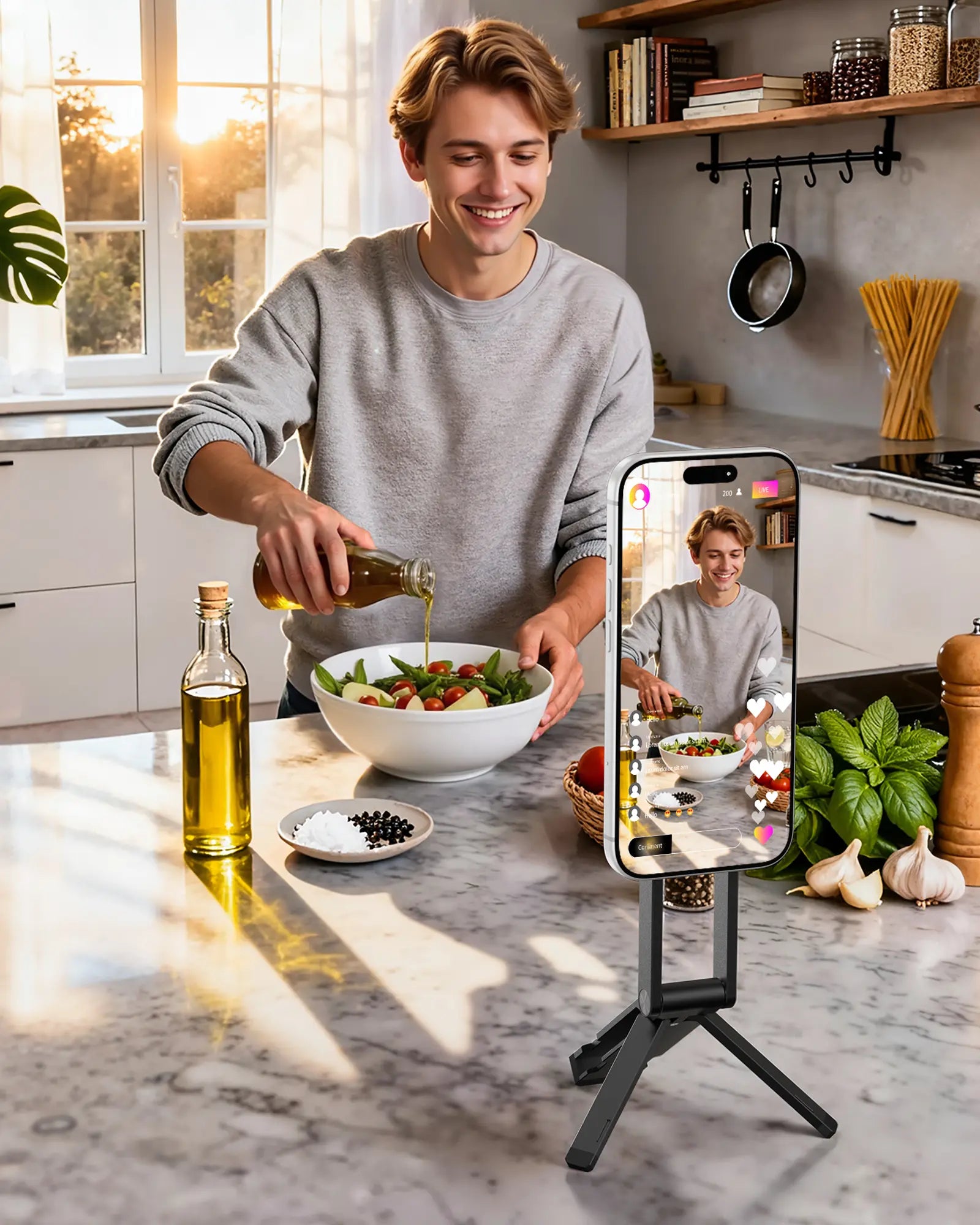 LULULOOK Magnetic Phone Tripod Stand for iPhone and Pixel 10 - Portable and Strong Magnetic Holder for MagSafe - Compatible with iPhone 13/14/15/16/17 Pro Max & Air - Universal Compatibility, Stable, and Versatile Design