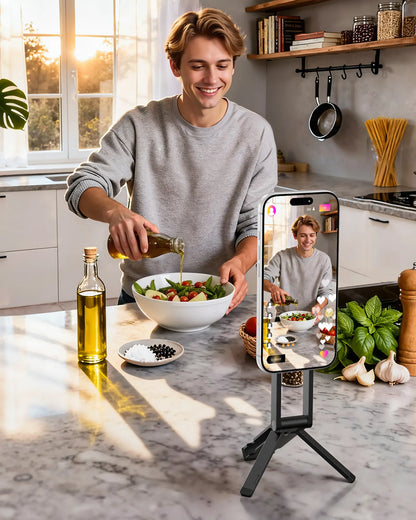 LULULOOK Magnetic Phone Tripod Stand for iPhone and Pixel 10 - Portable and Strong Magnetic Holder for MagSafe - Compatible with iPhone 13/14/15/16/17 Pro Max & Air - Universal Compatibility, Stable, and Versatile Design