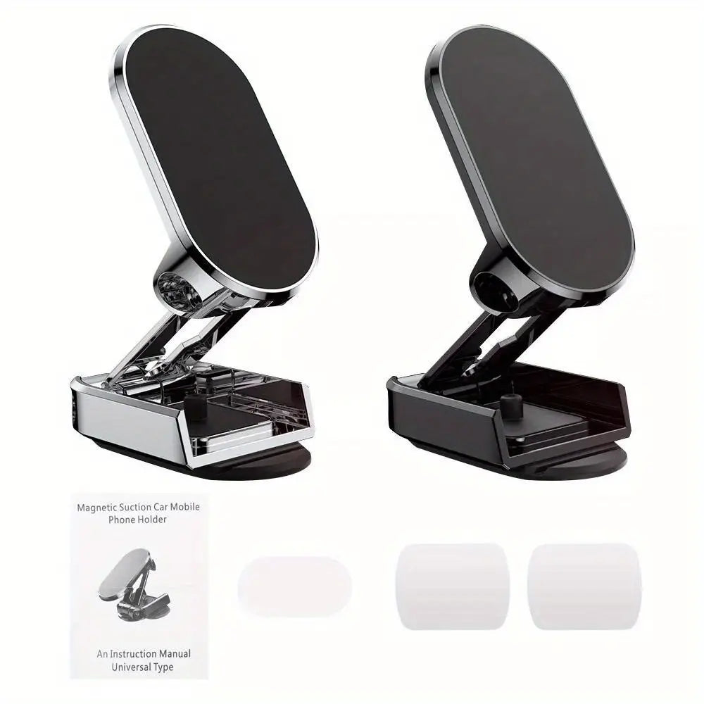 Alloy 360° Rotatable Magnetic Car Phone Mount - Set of 2, Foldable Vehicle Phone Holder