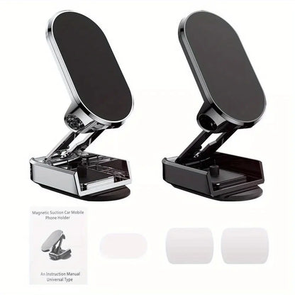 Alloy 360° Rotatable Magnetic Car Phone Mount - Set of 2, Foldable Vehicle Phone Holder
