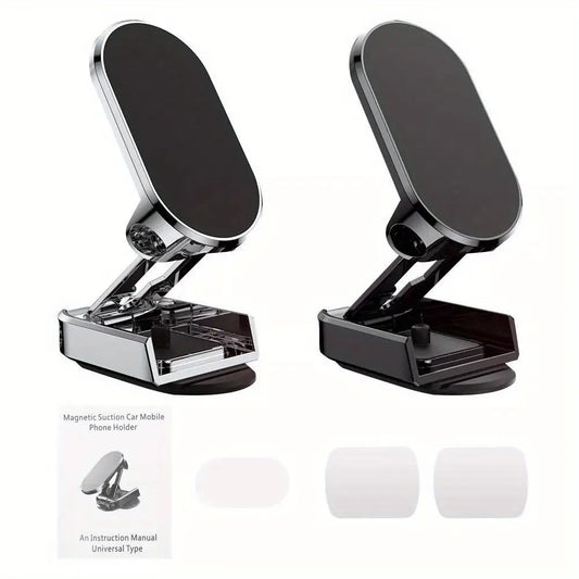 Alloy 360° Rotatable Magnetic Car Phone Mount - Set of 2, Foldable Vehicle Phone Holder
