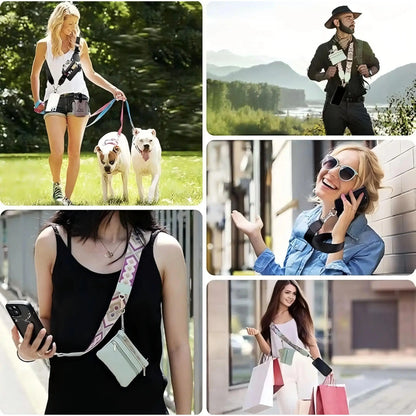 Adjustable Crossbody Cell Phone Holder with Zippered Pouch - Versatile Clip and Go Strap for Hands-Free Use, Ideal for Travel, Running, and Shopping