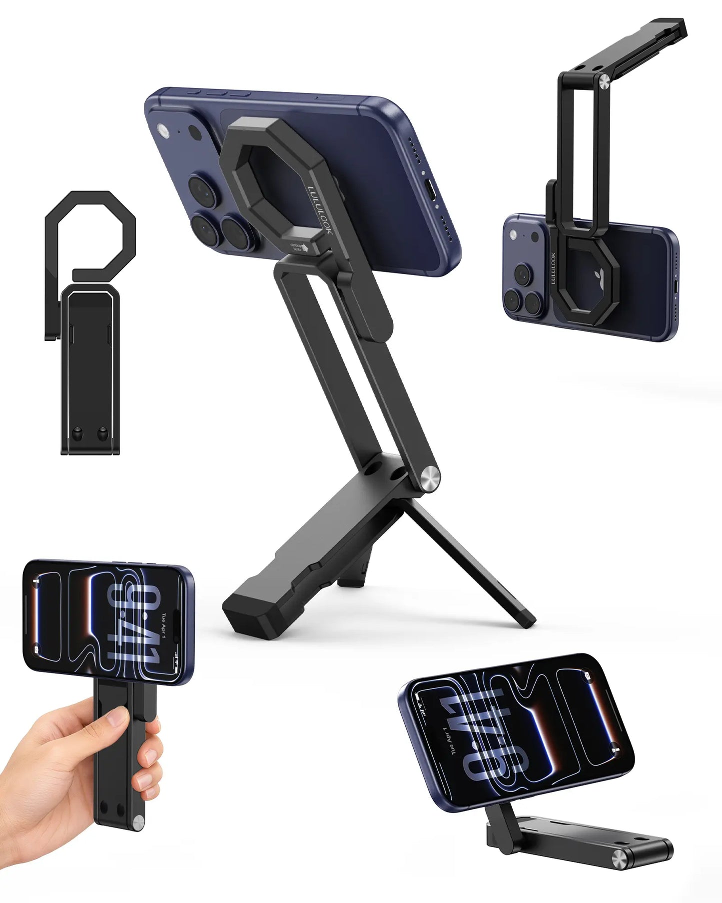 LULULOOK Magnetic Phone Tripod Stand for iPhone and Pixel 10 - Portable and Strong Magnetic Holder for MagSafe - Compatible with iPhone 13/14/15/16/17 Pro Max & Air - Universal Compatibility, Stable, and Versatile Design