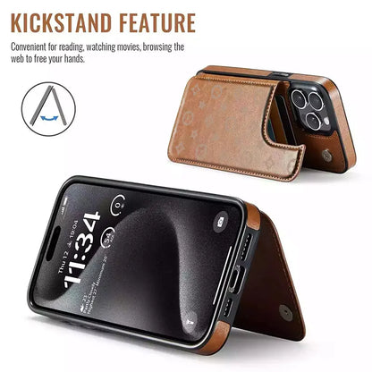 Luxury Floral Print Phone Case for iPhone 17/16/15/14/13 Pro Max - High-Quality PU Leather Wallet with Credit Card Holder, Shockproof and Durable Protection