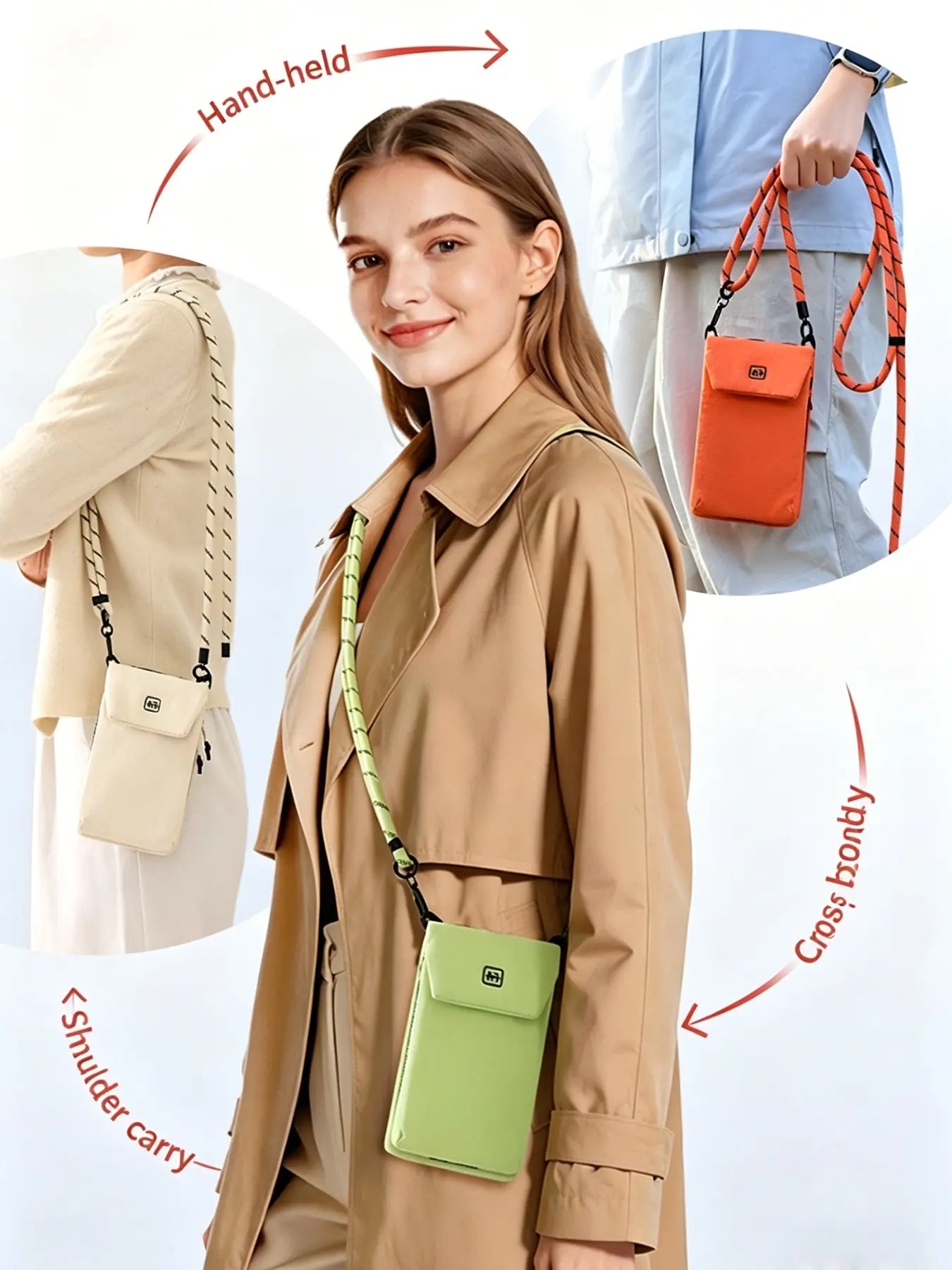 Modern Crossbody Phone Bag, Versatile Vertical Storage Pouch for Outdoor Travel, Unisex Design