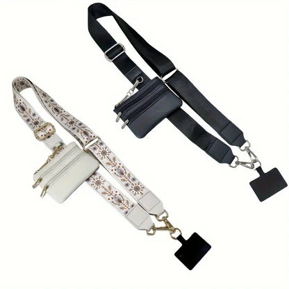 Adjustable Crossbody Phone Holder with Zip Pouch - Clip-On Hands-Free Lanyard Wallet Strap for Travel, Running, and Shopping for Men and Women