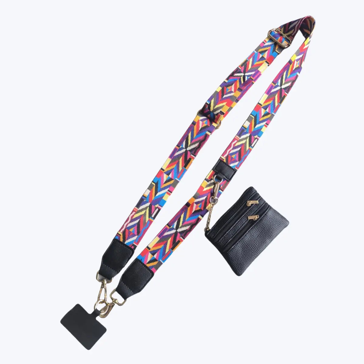 Adjustable Crossbody Phone Holder with Zip Pouch - Clip-On Hands-Free Lanyard Wallet Strap for Travel, Running, and Shopping for Men and Women