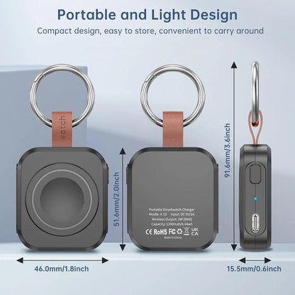 Portable Wireless Charger for Samsung Galaxy Watch Active Series 1-8 and Pro/Classic Models, 1200mAh Capacity with Fast Charging Support (Not Compatible with Apple Watch)