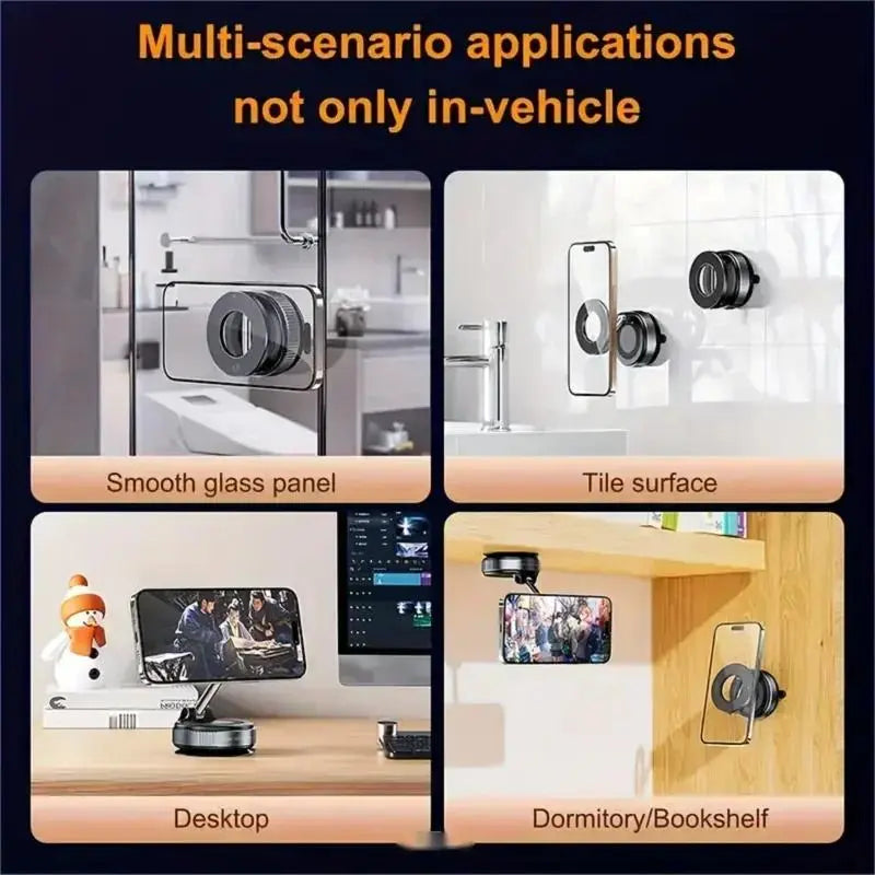 2026 Enhanced MagSafe Magnetic Phone Holder with 360° Adjustable Design, Strong Magnetic Stability, Easy Vacuum Installation, Durable and Stylish Universal Smartphone Mount for Cars, Homes, and Offices