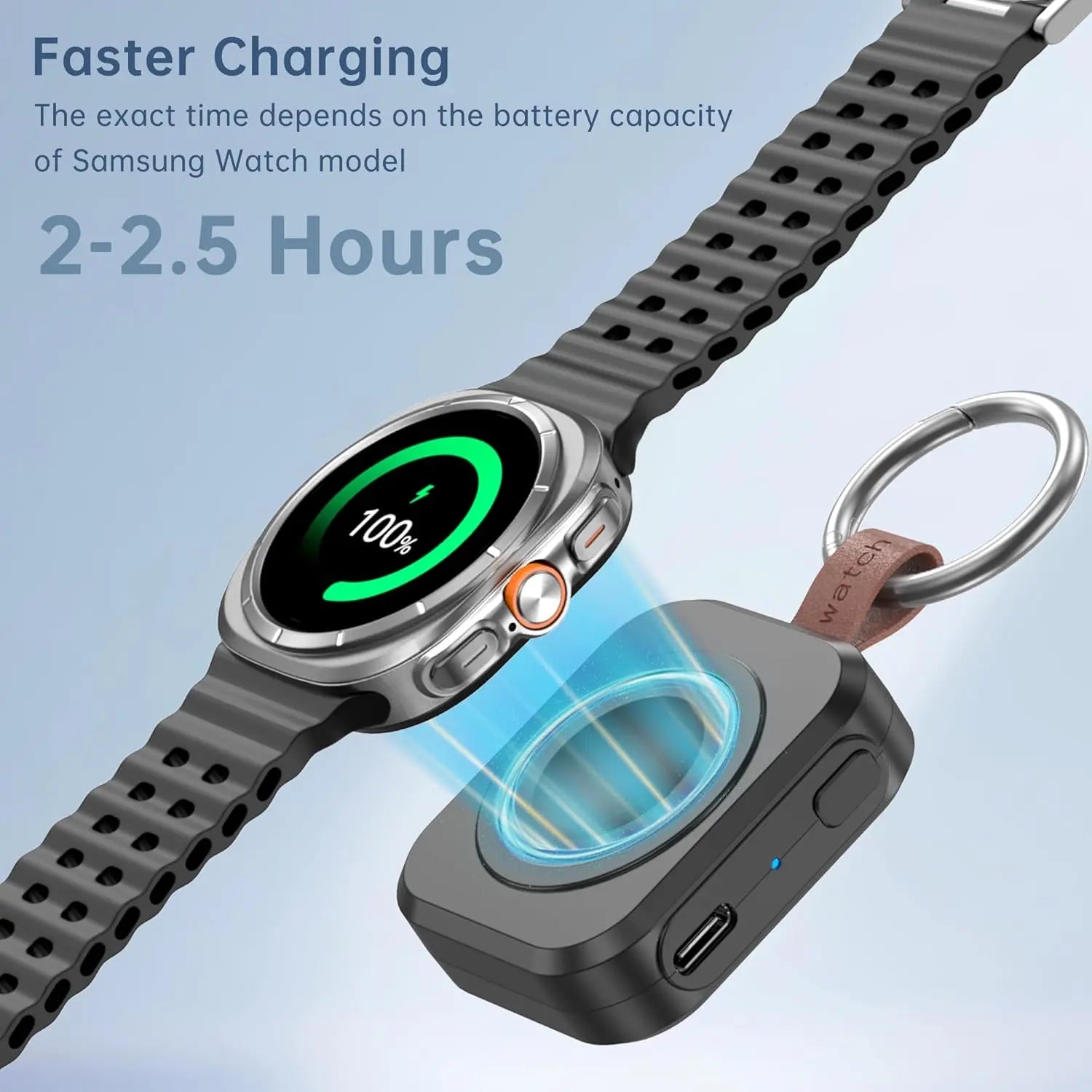 Portable Wireless Charger for Samsung Galaxy Watch Active Series 1-8 and Pro/Classic Models, 1200mAh Capacity with Fast Charging Support (Not Compatible with Apple Watch)