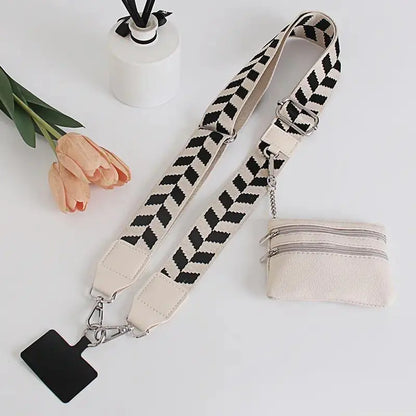 Adjustable Crossbody Cell Phone Holder with Zippered Pouch - Versatile Clip and Go Strap for Hands-Free Use, Ideal for Travel, Running, and Shopping