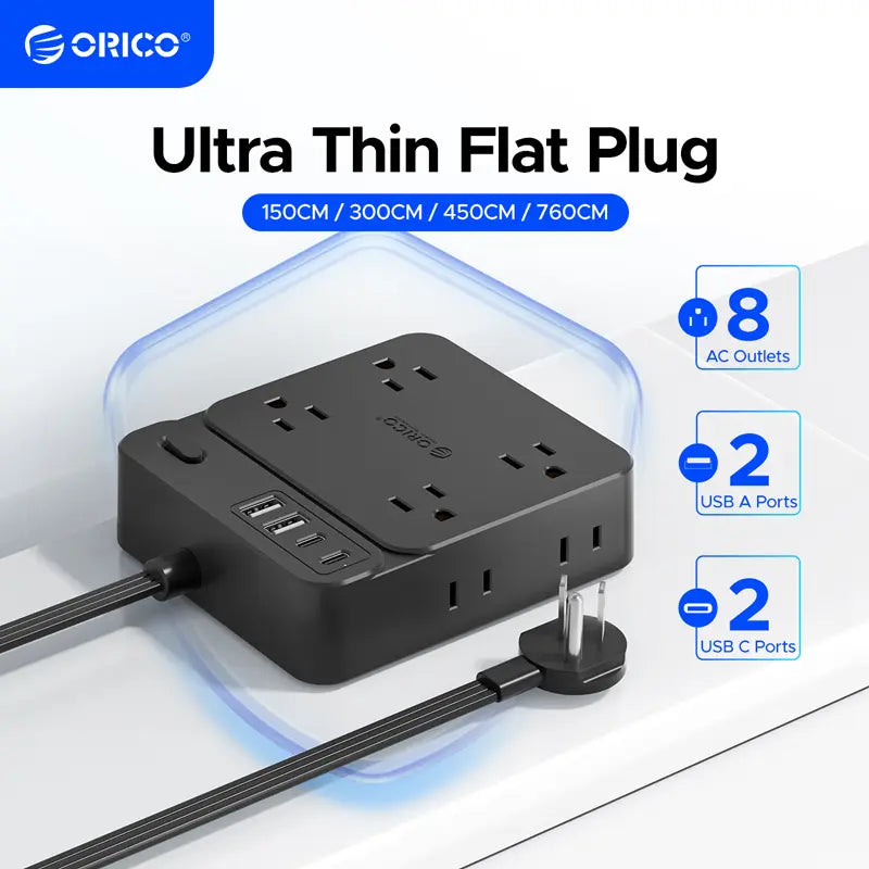 Live Exclusive Surge Protector Power Strip with 8 Outlets and 4 USB Ports (2 USB-C), Overload Protection, Long Extension Cord for Home and Office Use - Model Sp1