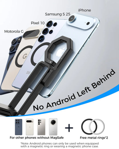 LULULOOK Magnetic Phone Tripod Stand for iPhone and Pixel 10 - Portable and Strong Magnetic Holder for MagSafe - Compatible with iPhone 13/14/15/16/17 Pro Max & Air - Universal Compatibility, Stable, and Versatile Design