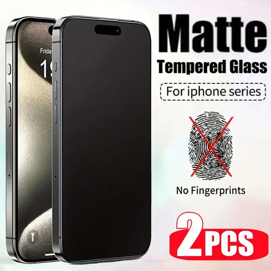 Matte Tempered Glass Screen Protectors - 2-Pack for iPhone 14/13/12/11/15 Pro Max/16 Plus and Matte Screen Films for iPhone 17 Pro/X/XR/XS Max with Matte Privacy Accessories