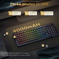 Wireless Mechanical Keyboard, 3 Mode Gasket Mounted RGB Gaming Keyboard with Volume Knob, Pre-Lubed Linear Switches, Mda-Profile, 98 Keys Hot Swappable Creamy Keyboard for Pc/Tablet/Xbox/Ps4