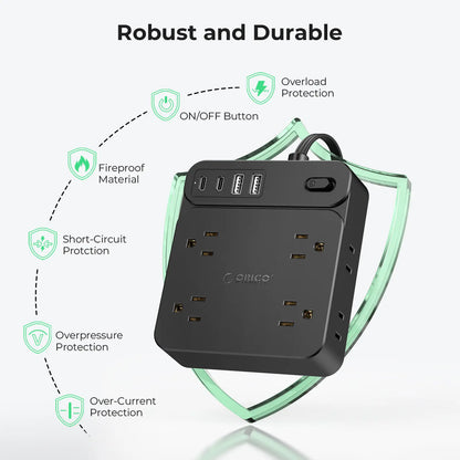 Live Exclusive Surge Protector Power Strip with 8 Outlets and 4 USB Ports (2 USB-C), Overload Protection, Long Extension Cord for Home and Office Use - Model Sp1