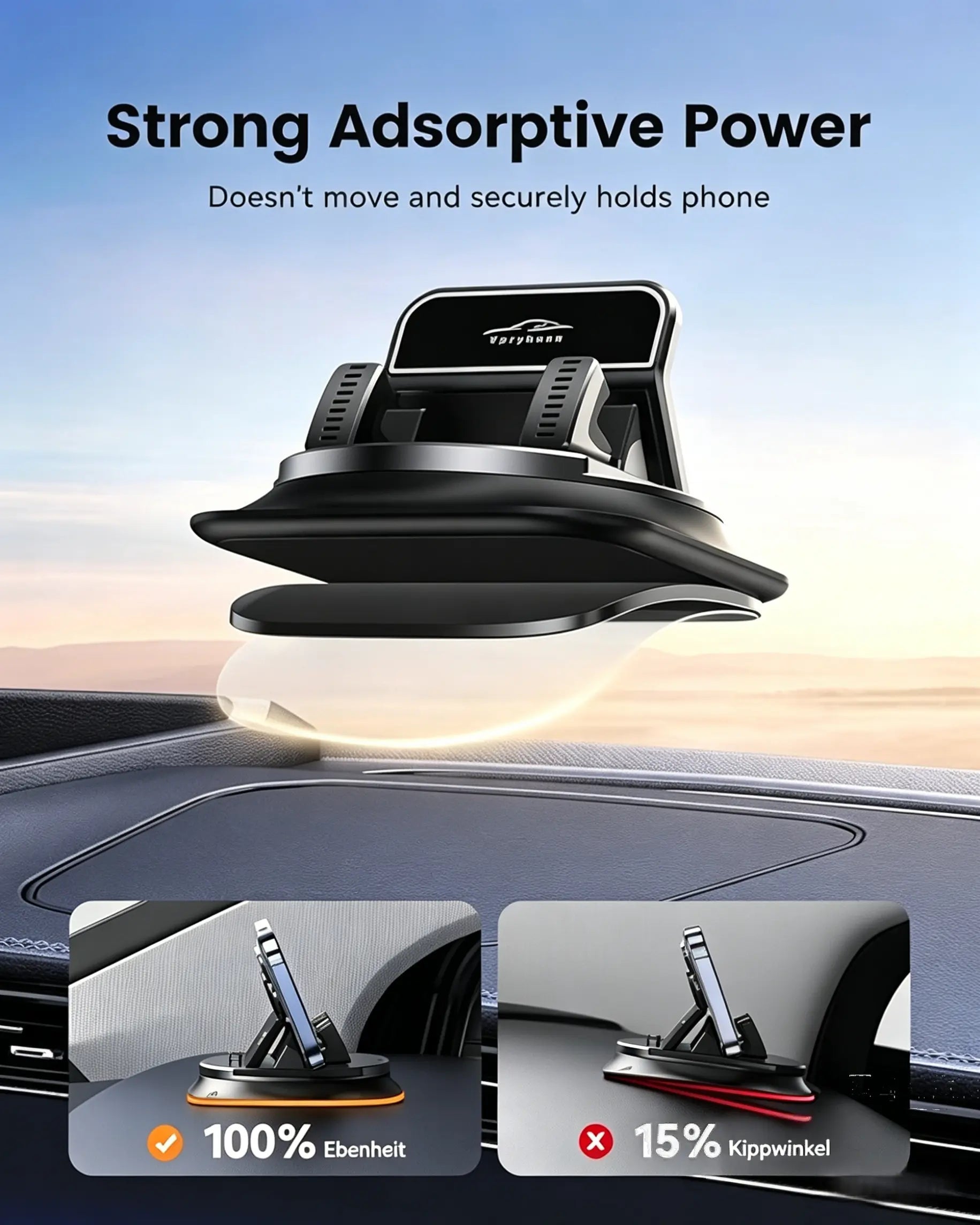 Universal 360° Rotating Car Phone Mount - Dashboard Holder Compatible with All Smartphones