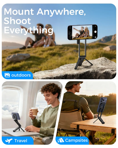 LULULOOK Magnetic Phone Tripod Stand for iPhone and Pixel 10 - Portable and Strong Magnetic Holder for MagSafe - Compatible with iPhone 13/14/15/16/17 Pro Max & Air - Universal Compatibility, Stable, and Versatile Design