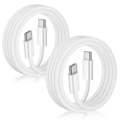 USB-C to USB-C Charging Cable, 60W, 6.6 Ft Nylon Braided Fast Charger for iPhone 17, MacBook Pro, iPad Pro/Air, Samsung Galaxy S24/S24 Ultra/S23