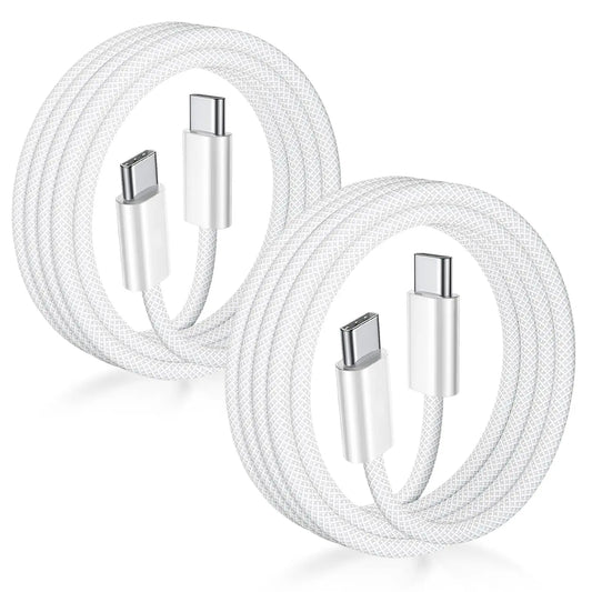 USB-C to USB-C Charging Cable, 60W, 6.6 Ft Nylon Braided Fast Charger for iPhone 17, MacBook Pro, iPad Pro/Air, Samsung Galaxy S24/S24 Ultra/S23