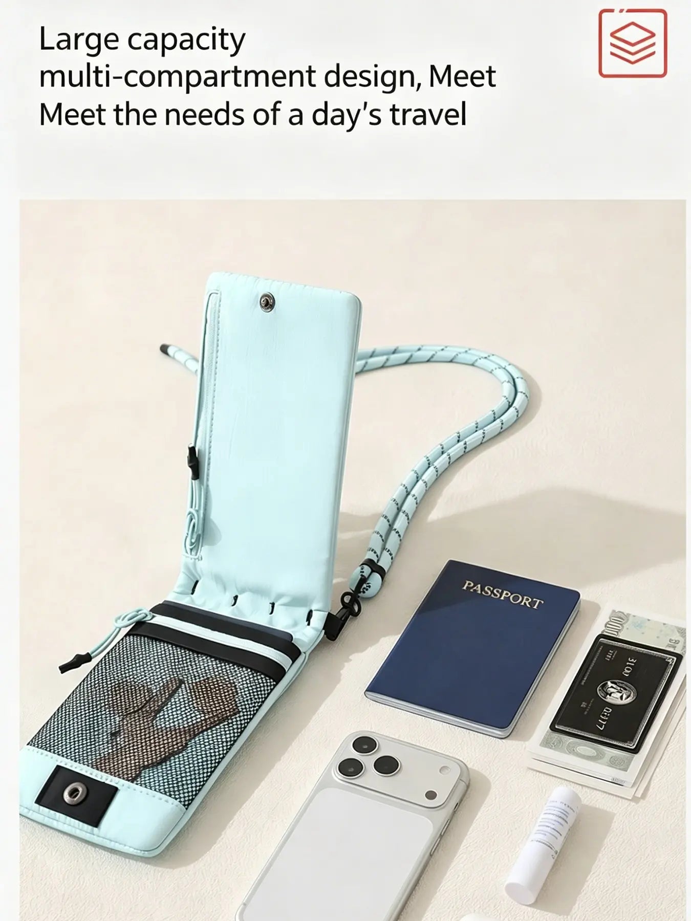 Modern Crossbody Phone Bag, Versatile Vertical Storage Pouch for Outdoor Travel, Unisex Design