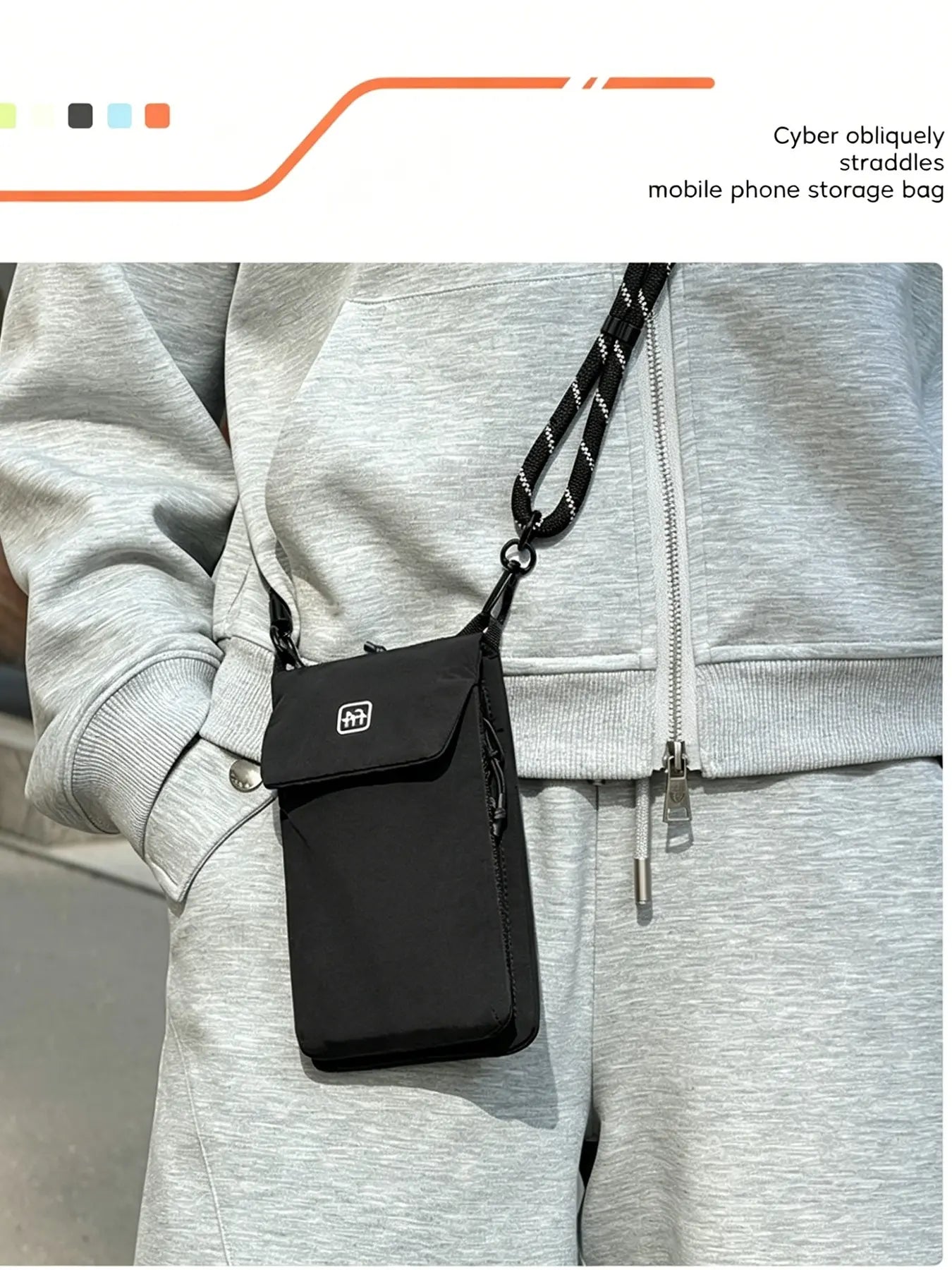 Modern Crossbody Phone Bag, Versatile Vertical Storage Pouch for Outdoor Travel, Unisex Design
