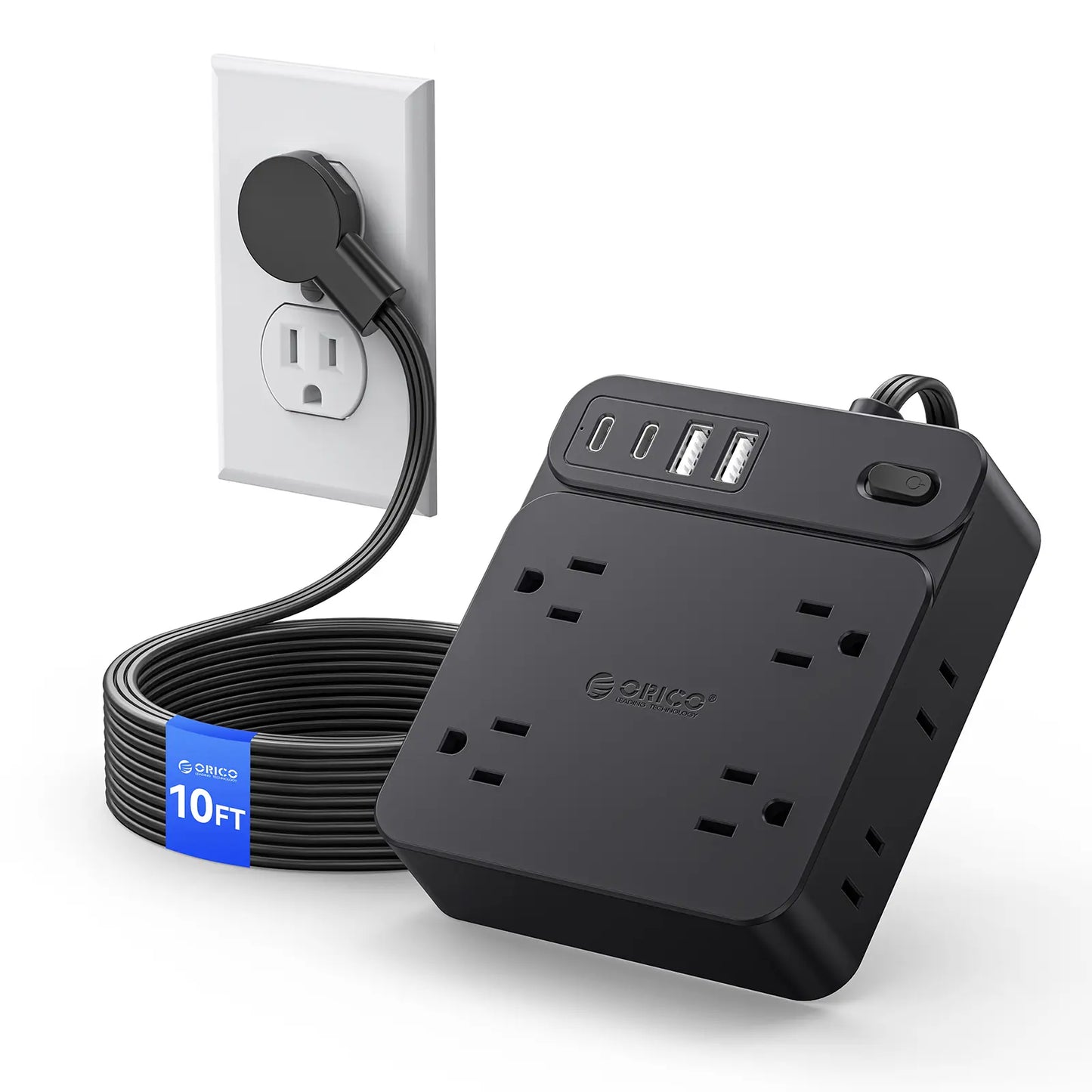 Live Exclusive Surge Protector Power Strip with 8 Outlets and 4 USB Ports (2 USB-C), Overload Protection, Long Extension Cord for Home and Office Use - Model Sp1