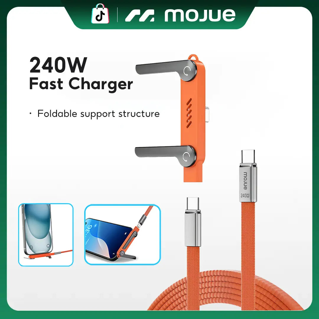 MOJUE 240W Fast Charging USB-C to USB-C Flat Cable with 90-Degree Angled Connector, 4.9FT – Compatible with iPhone 15/16/17 Series and Samsung Galaxy S26/S25