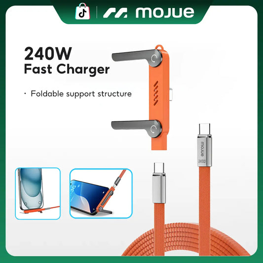 MOJUE 240W Fast Charging USB-C to USB-C Flat Cable with 90-Degree Angled Connector, 4.9FT – Compatible with iPhone 15/16/17 Series and Samsung Galaxy S26/S25