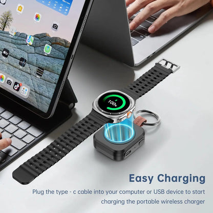 Portable Wireless Charger for Samsung Galaxy Watch Active Series 1-8 and Pro/Classic Models, 1200mAh Capacity with Fast Charging Support (Not Compatible with Apple Watch)