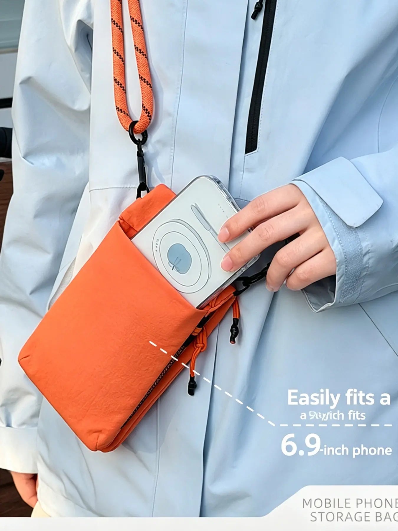 Modern Crossbody Phone Bag, Versatile Vertical Storage Pouch for Outdoor Travel, Unisex Design