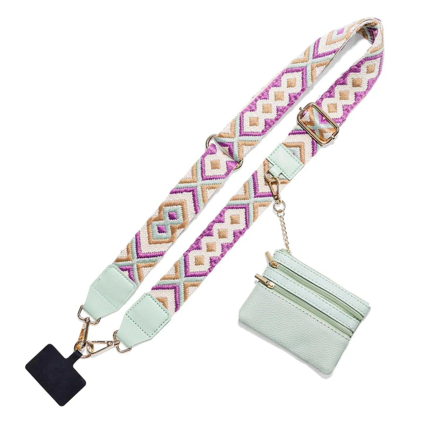 Adjustable Crossbody Phone Holder with Zip Pouch - Clip-On Hands-Free Lanyard Wallet Strap for Travel, Running, and Shopping for Men and Women