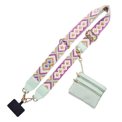 Adjustable Crossbody Phone Holder with Zip Pouch - Clip-On Hands-Free Lanyard Wallet Strap for Travel, Running, and Shopping for Men and Women