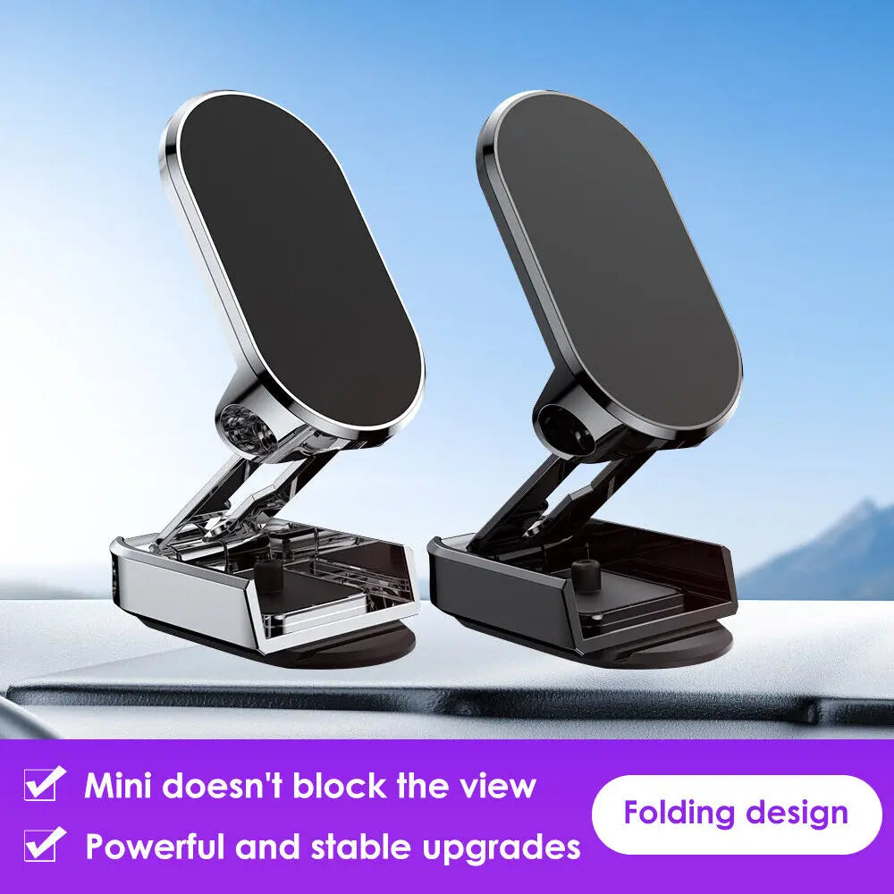 Alloy 360° Rotatable Magnetic Car Phone Mount - Set of 2, Foldable Vehicle Phone Holder