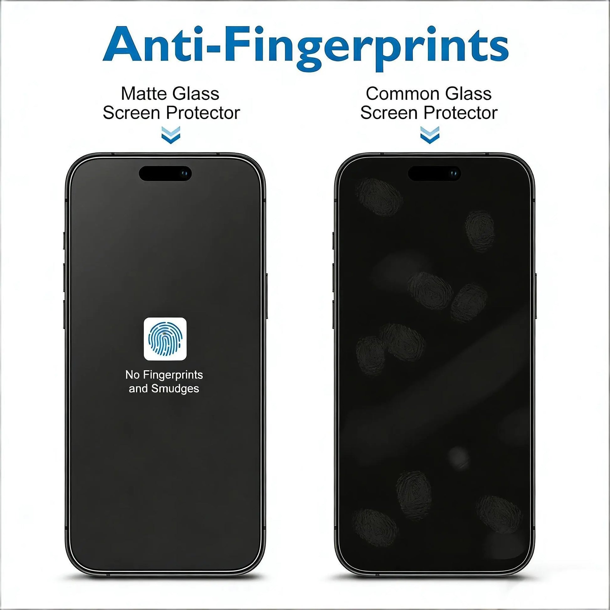 Matte Glass Screen Protector (Non-Privacy) for iPhone 11-17 Pro Max, Compatible Smartphone Accessories, Anti-Glare and Anti-Fingerprint, 2-Pack with Camera Lens Protector