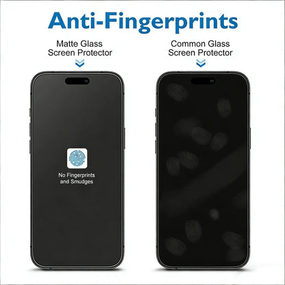 Matte Glass Screen Protector (Non-Privacy) for iPhone 11-17 Pro Max, Compatible Smartphone Accessories, Anti-Glare and Anti-Fingerprint, 2-Pack with Camera Lens Protector