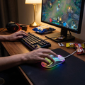 Honeycomb wired gaming mouse in use - lifestyle